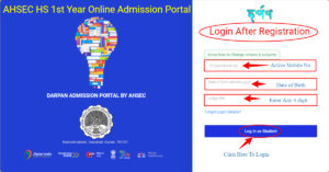 Check DARPAN AHSEC Online Admission Portal for HS 1st Year Admission Login Page Image Overview